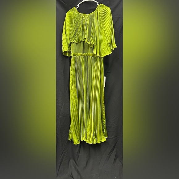 MAC DUGGAL 93648 NWT Green Pleated Caplet Tea-length Dress - Picture 4 of 6